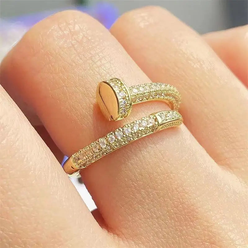 Korean  Punk Cubic Zirconia adjustable ring for Women Office Party Friends Gifts  Jewelry Accessories