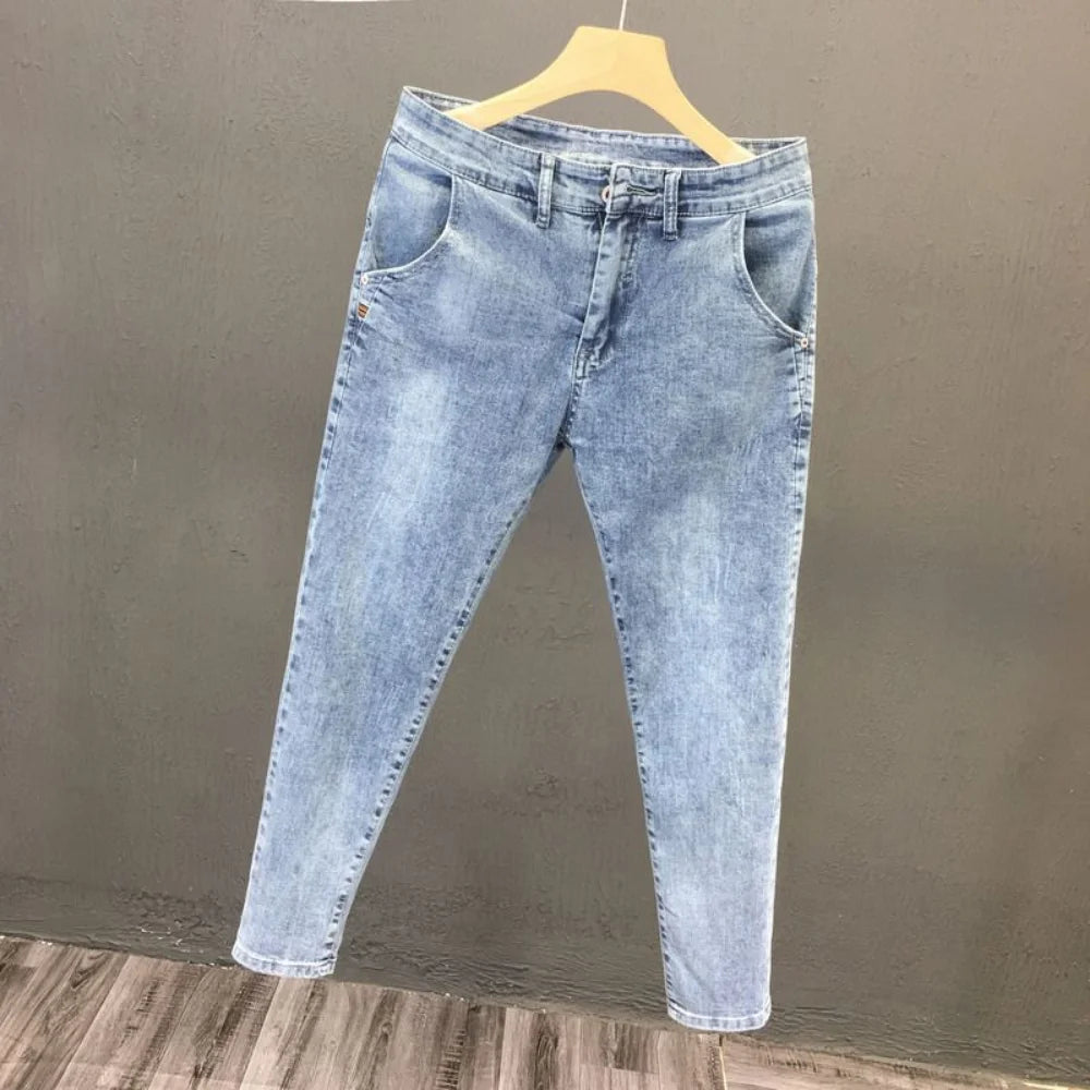 Mens Pants Zipper Stretch Jeans Casual Slim Fit Trousers Male Pencil Pants Denim Skinny Jeans for Men pantalon homme y2k