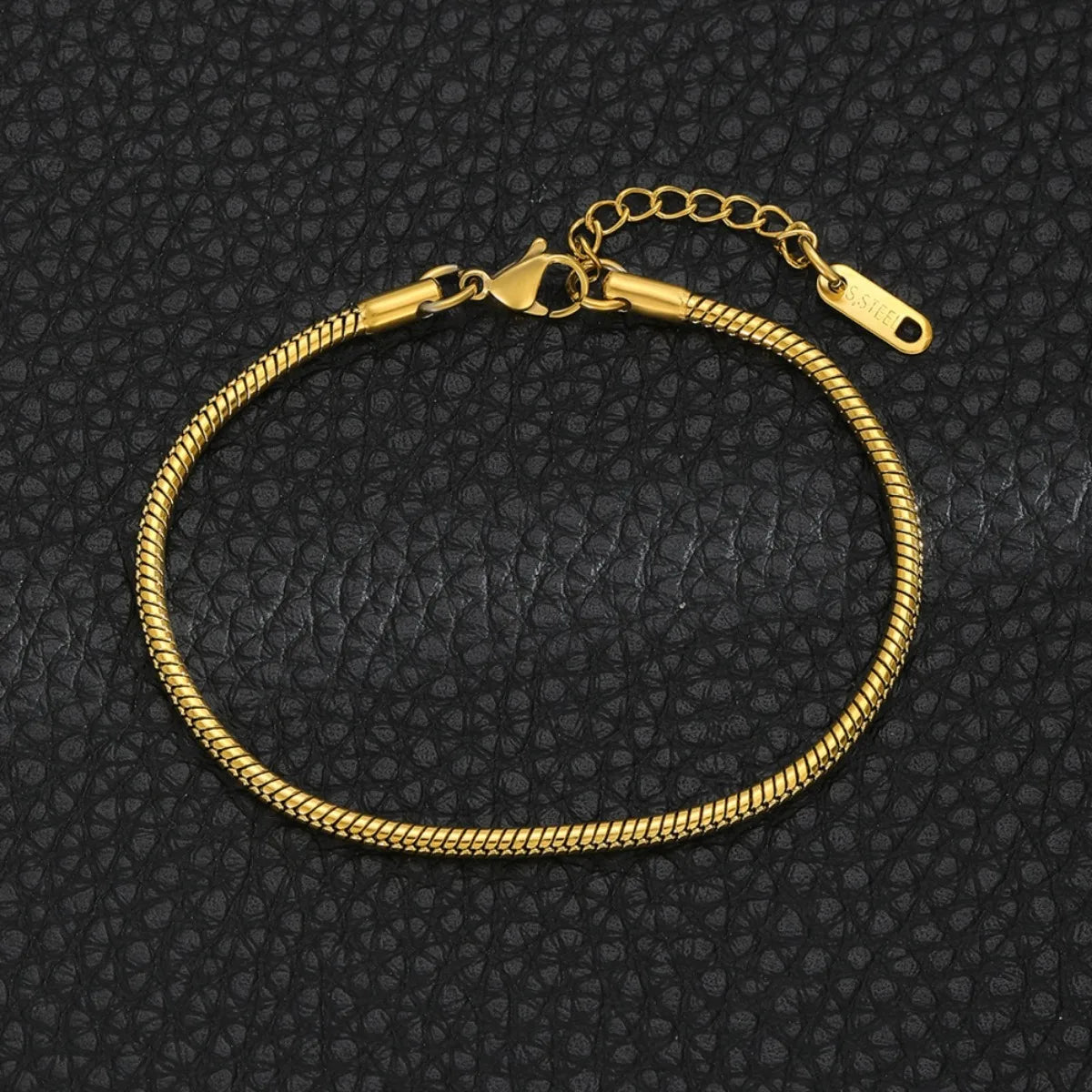 CNCZ Simple Style Round Bone Chain Bracelet Stainless Steel Golden and Silvery Snake Bone Chain Y2k Fashion Gift Women Jewelry