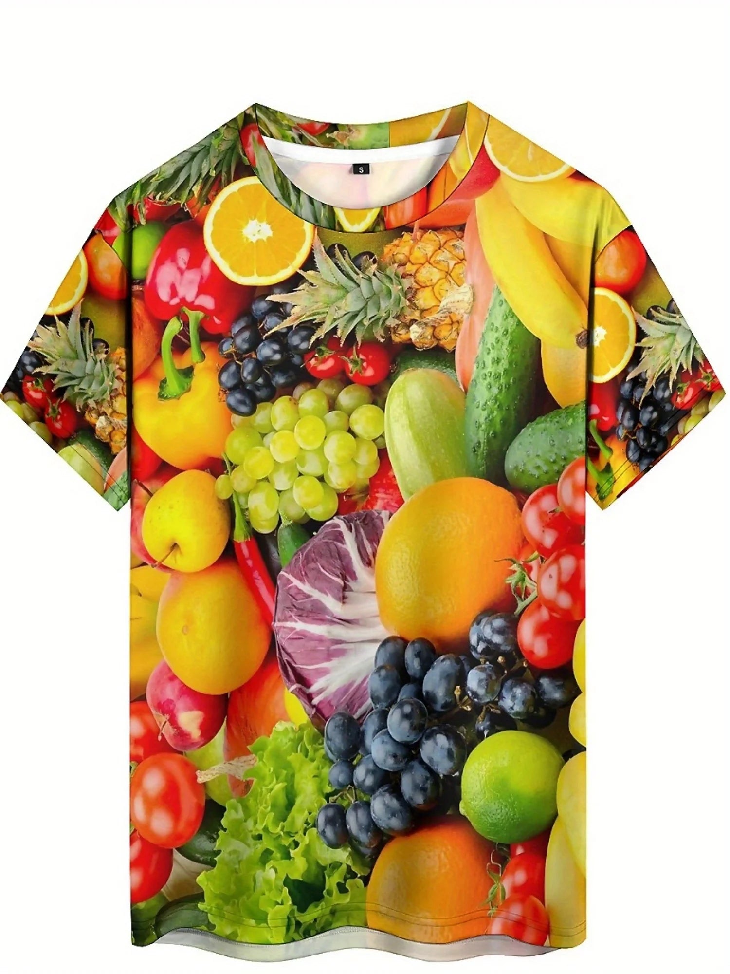 Spring Summer Casual T-shirt for Men, Fruit 3D Print Short Sleeve T-shirt, Soft and Comfortable Polyester Fiber tee