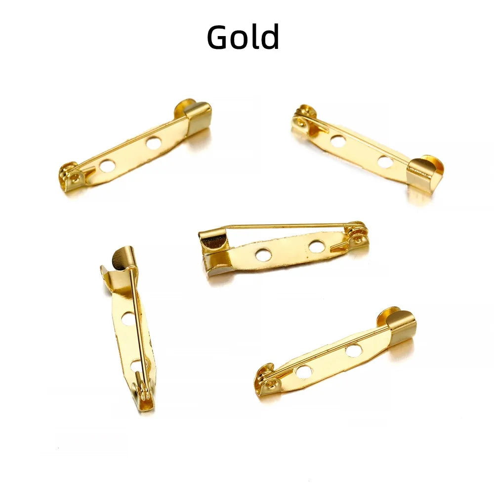 50pcs/lot 15 20 25 35 40 mm Brooch Clip Base Pins Safety Pins Brooch Settings Blank Base For DIY Jewelry Making Supplies