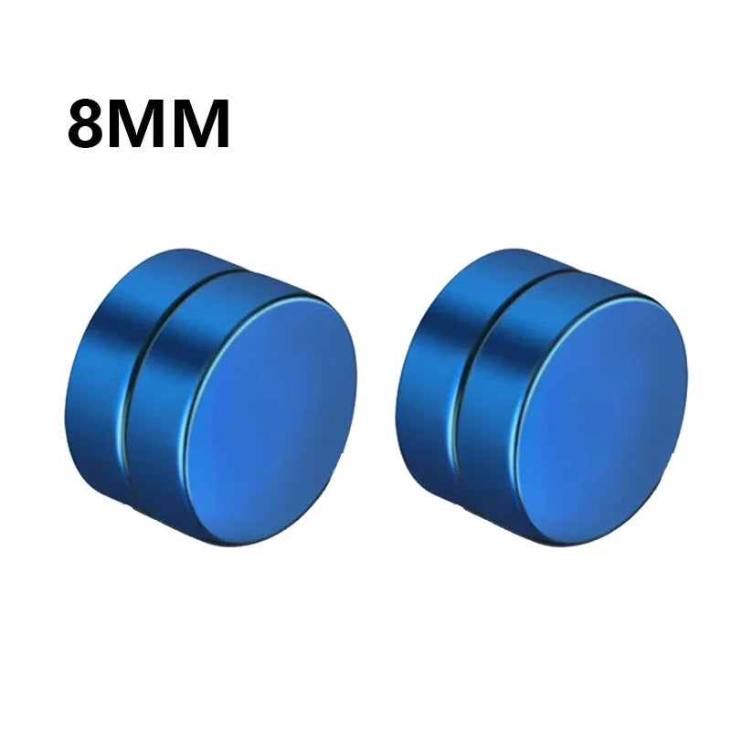 1Pairs Crystal Strong Magnetic Ear Stud Clip Earrings for Men Women, Punk Round Zircon Magnet Earrings Non Piercing Ear Jewelry