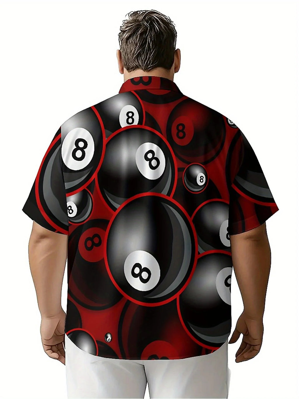 Men's Plus Size Hawaiian Shirts 8-number Billiard Theme pattern, Summer Casual Tops, Suitable for Outdoor and Party, Streetwear