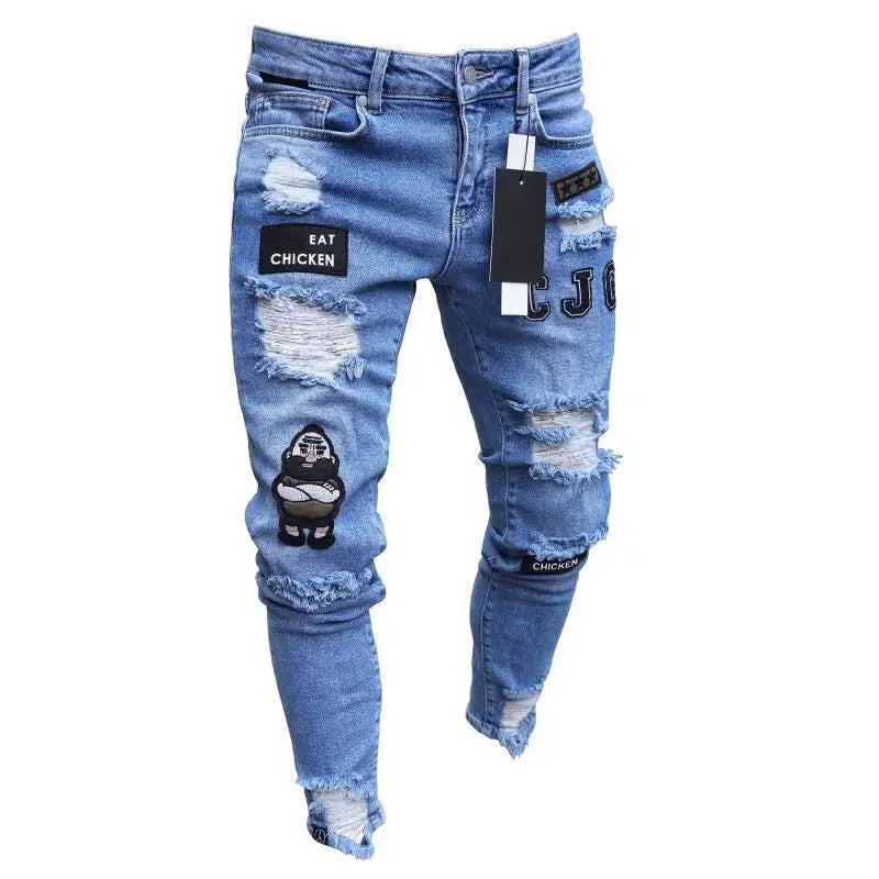 Mens Jeans Brands Straight Stretch Slim Jean Homme Pantalones Hombre Casual Pants Denim Trousers Baggy Jeans Black Blue