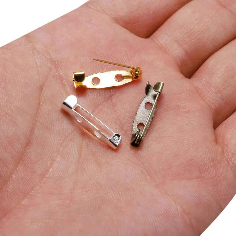 50pcs/lot 15 20 25 35 40 mm Brooch Clip Base Pins Safety Pins Brooch Settings Blank Base For DIY Jewelry Making Supplies