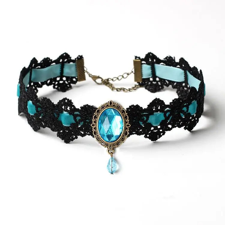10 Style Red Blue Black Bohemian Lace Necklaces For Women Fashion Gothic Punk Contrast Color Choker Chain Jewelry Friends Gift