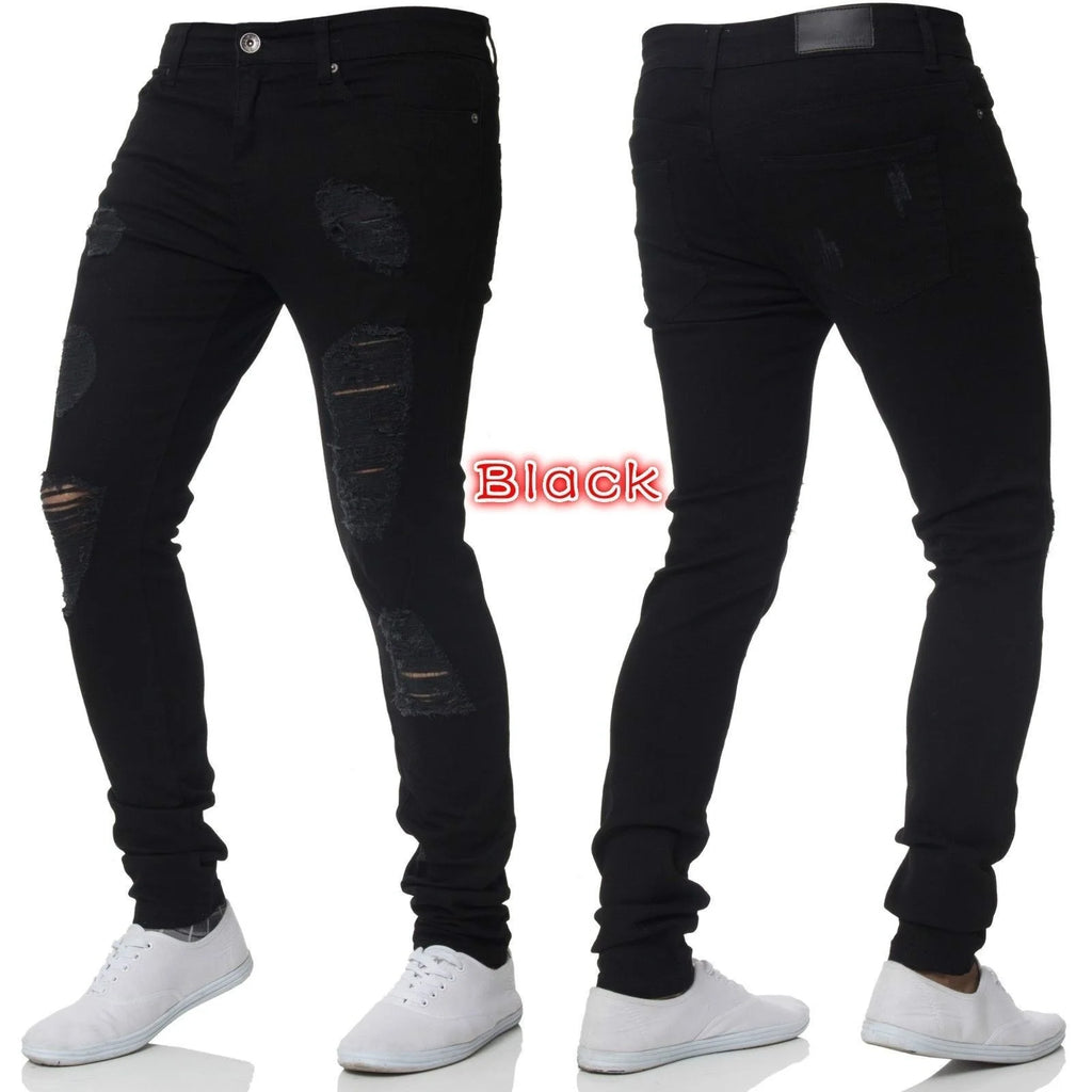 Mens Jeans Brands Straight Stretch Slim Jean Homme Pantalones Hombre Casual Pants Denim Trousers Baggy Jeans Black Blue