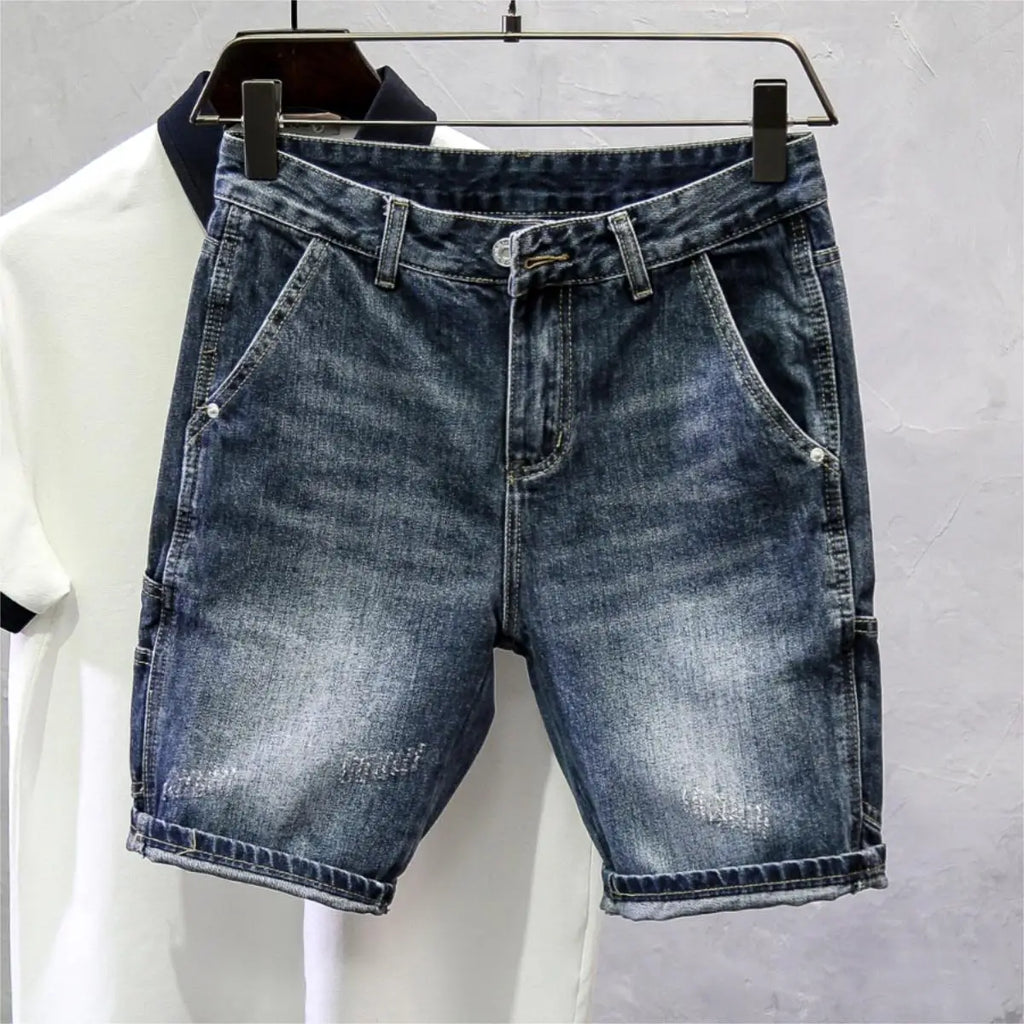 2025 New Denim Men's Slim-fitting Fashion Scratched Pants Trendy Brand Heavy Washed Five-point Pants Jeans Shorts for Man