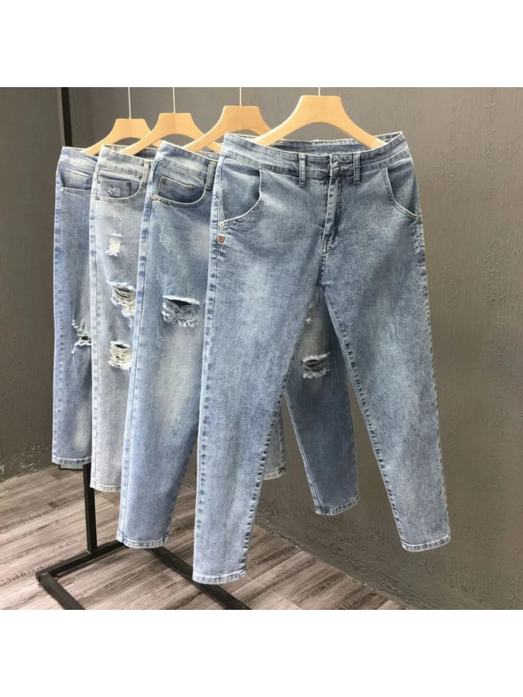Mens Pants Zipper Stretch Jeans Casual Slim Fit Trousers Male Pencil Pants Denim Skinny Jeans for Men pantalon homme y2k