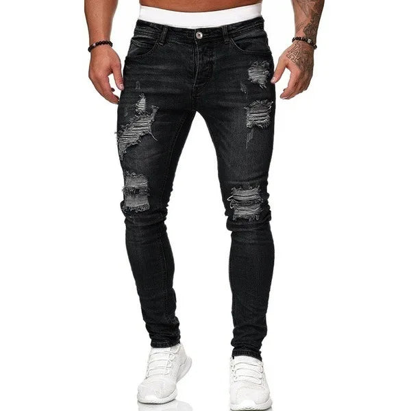 Mens Jeans Brands Straight Stretch Slim Jean Homme Pantalones Hombre Casual Pants Denim Trousers Baggy Jeans Black Blue