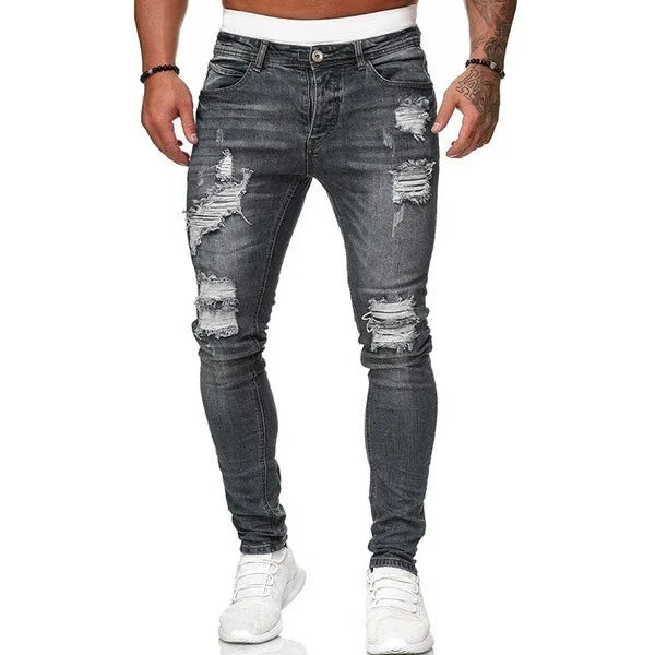 Mens Jeans Brands Straight Stretch Slim Jean Homme Pantalones Hombre Casual Pants Denim Trousers Baggy Jeans Black Blue