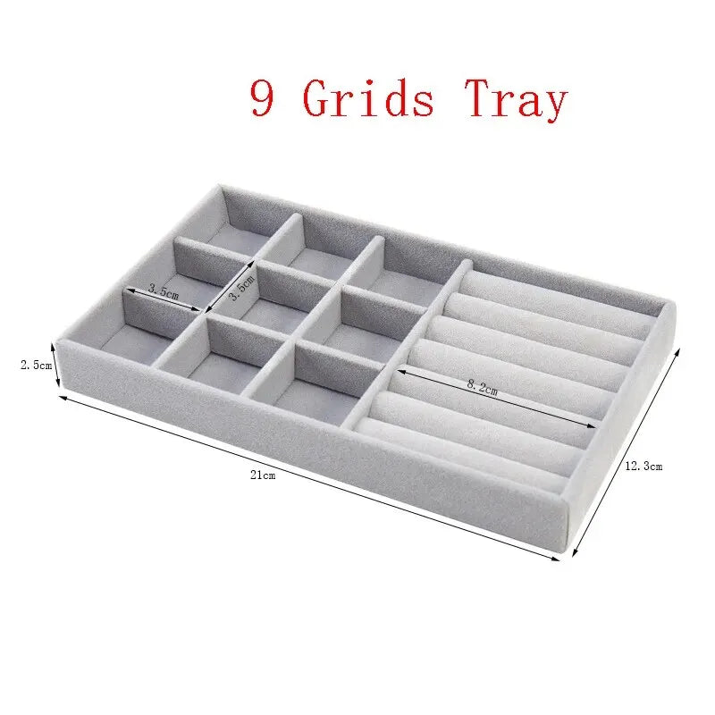 1pc Velvet Jewelry Display Stackable Exquisite Jewellery Holder Portable Ring Earrings Necklace Organizer Box Organizator