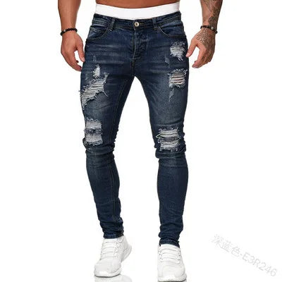 Mens Jeans Brands Straight Stretch Slim Jean Homme Pantalones Hombre Casual Pants Denim Trousers Baggy Jeans Black Blue