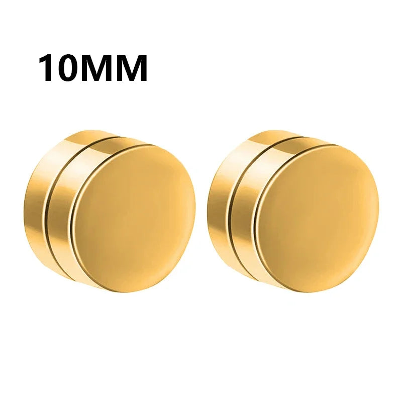 1Pairs Crystal Strong Magnetic Ear Stud Clip Earrings for Men Women, Punk Round Zircon Magnet Earrings Non Piercing Ear Jewelry