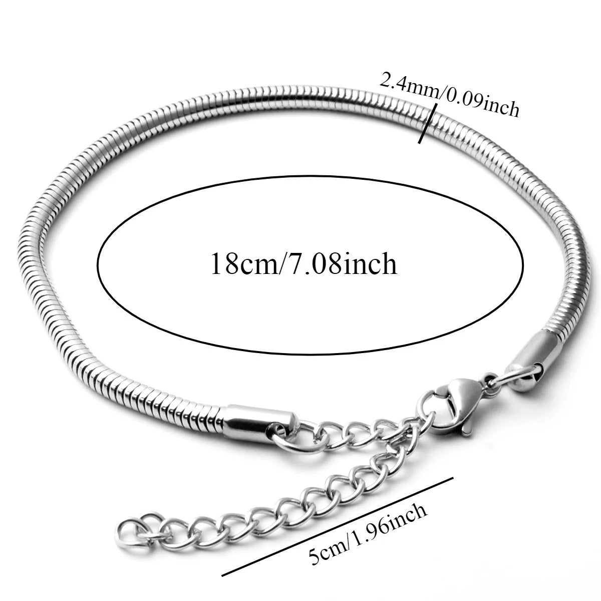 CNCZ Simple Style Round Bone Chain Bracelet Stainless Steel Golden and Silvery Snake Bone Chain Y2k Fashion Gift Women Jewelry