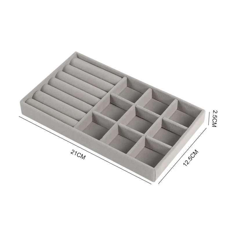 1pc Velvet Jewelry Display Stackable Exquisite Jewellery Holder Portable Ring Earrings Necklace Organizer Box Organizator