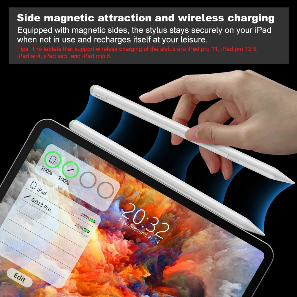 For Apple Pencil 2 Wireless Charging iPad Pencil with Palm Rejection for Apple iPad 10 9 8 Mini 6 iPad Air5 4 iPad Pro 11 12.9