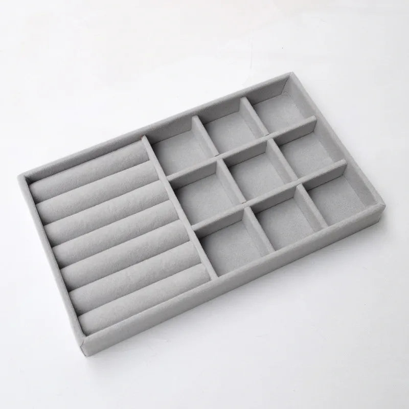 1pc Velvet Jewelry Display Stackable Exquisite Jewellery Holder Portable Ring Earrings Necklace Organizer Box Organizator