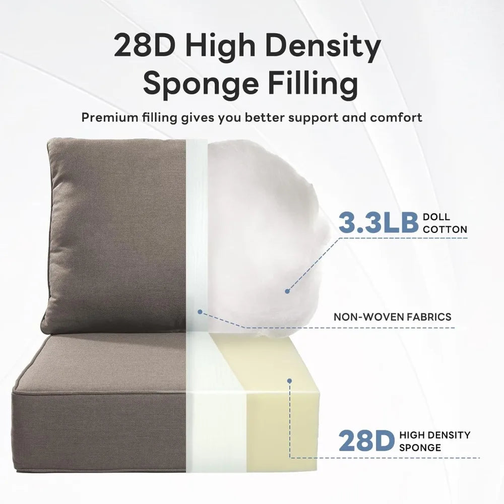 6" Thicker Outdoor Chair Cushion 5 Sets - 24" *24" *6" Waterproof Patio Furniture Cushions with Removable Cover, 28D High