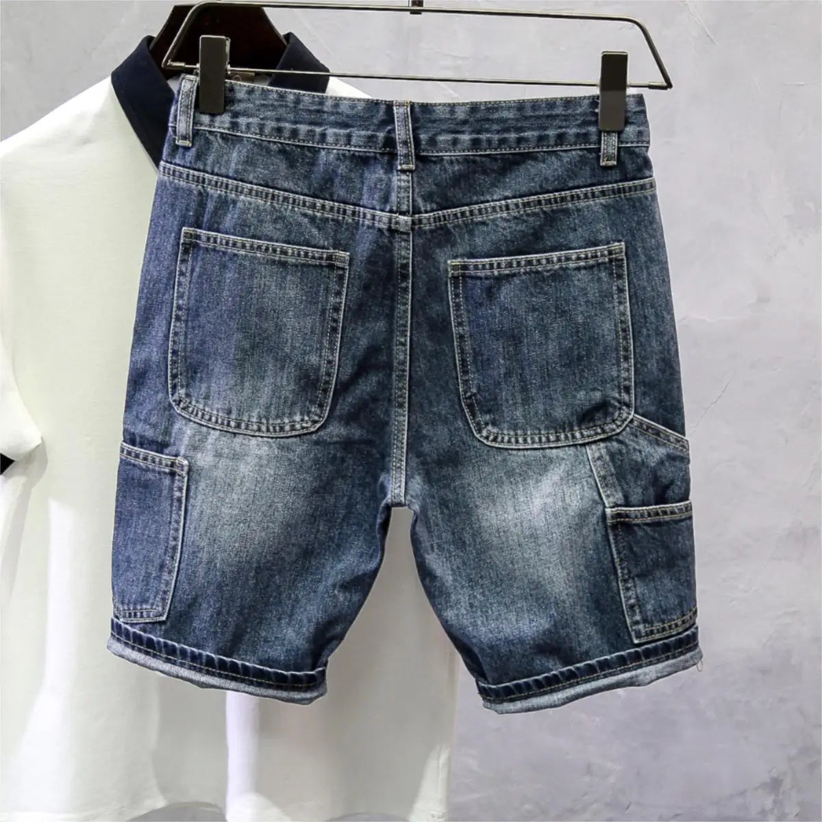 2025 New Denim Men's Slim-fitting Fashion Scratched Pants Trendy Brand Heavy Washed Five-point Pants Jeans Shorts for Man
