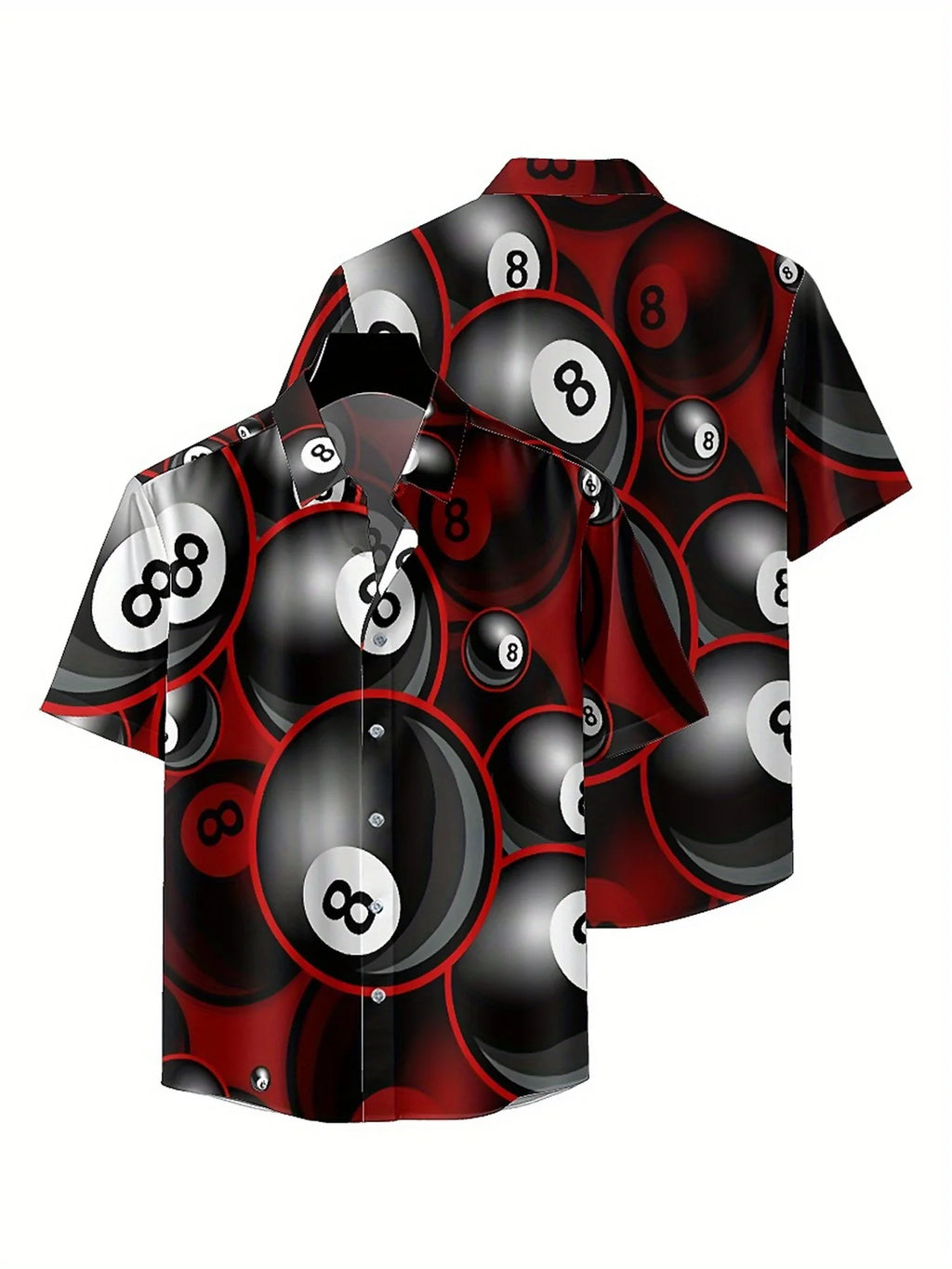 Men's Plus Size Hawaiian Shirts 8-number Billiard Theme pattern, Summer Casual Tops, Suitable for Outdoor and Party, Streetwear