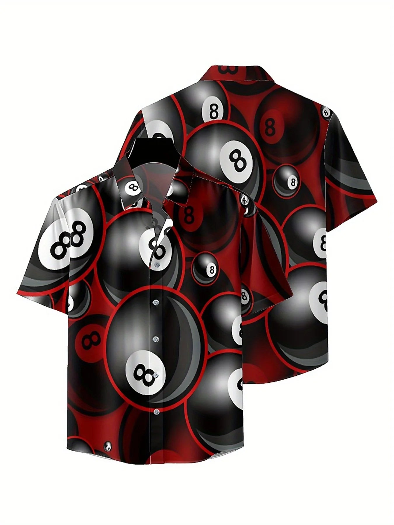 Men's Plus Size Hawaiian Shirts 8-number Billiard Theme pattern, Summer Casual Tops, Suitable for Outdoor and Party, Streetwear