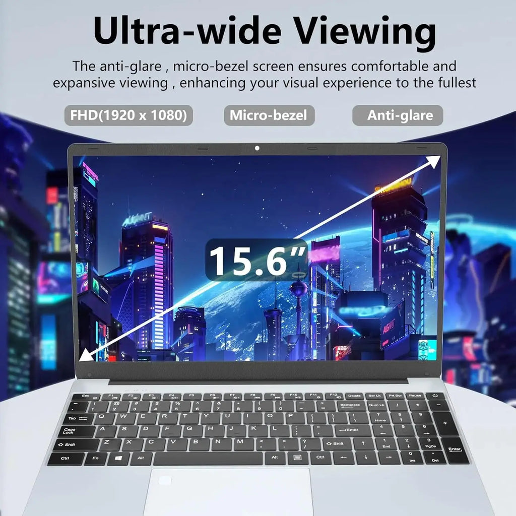 15.6" Intel Notebook PC Gamer Ultra Slim Laptop Intel Celeron N4000 16GB RAM 1TB 2TB SSD Office Study Computer PC Windows 11 Pro