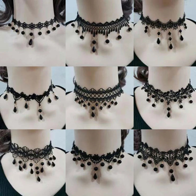Gothic Punk Lace Choker Necklace For Women Fashion Retro Clavicle Chain Halloween Collar Choker Steampunk Jewelry Gift for Girl