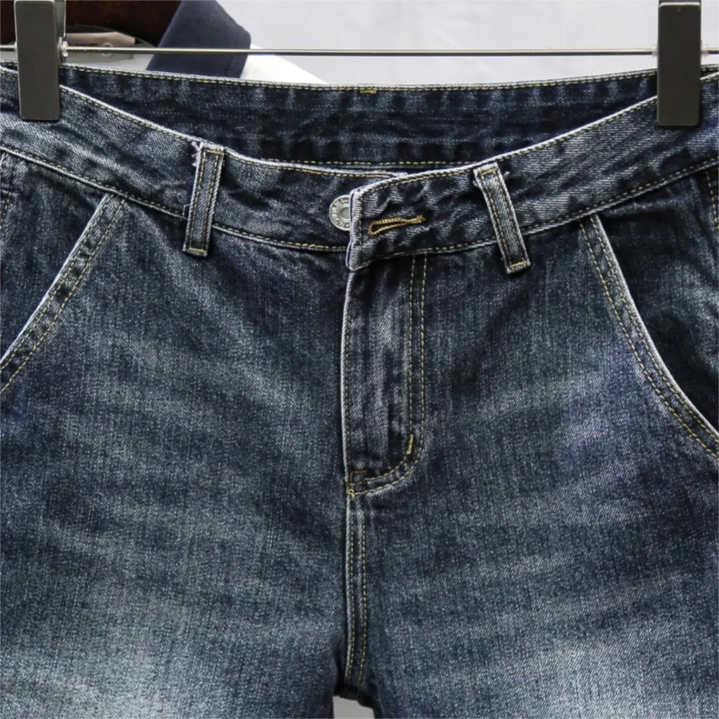 2025 New Denim Men's Slim-fitting Fashion Scratched Pants Trendy Brand Heavy Washed Five-point Pants Jeans Shorts for Man