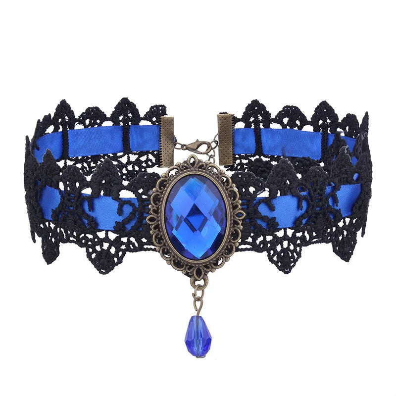 10 Style Red Blue Black Bohemian Lace Necklaces For Women Fashion Gothic Punk Contrast Color Choker Chain Jewelry Friends Gift