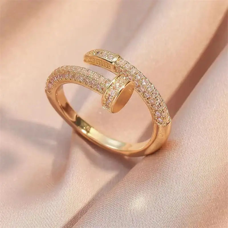 Korean  Punk Cubic Zirconia adjustable ring for Women Office Party Friends Gifts  Jewelry Accessories