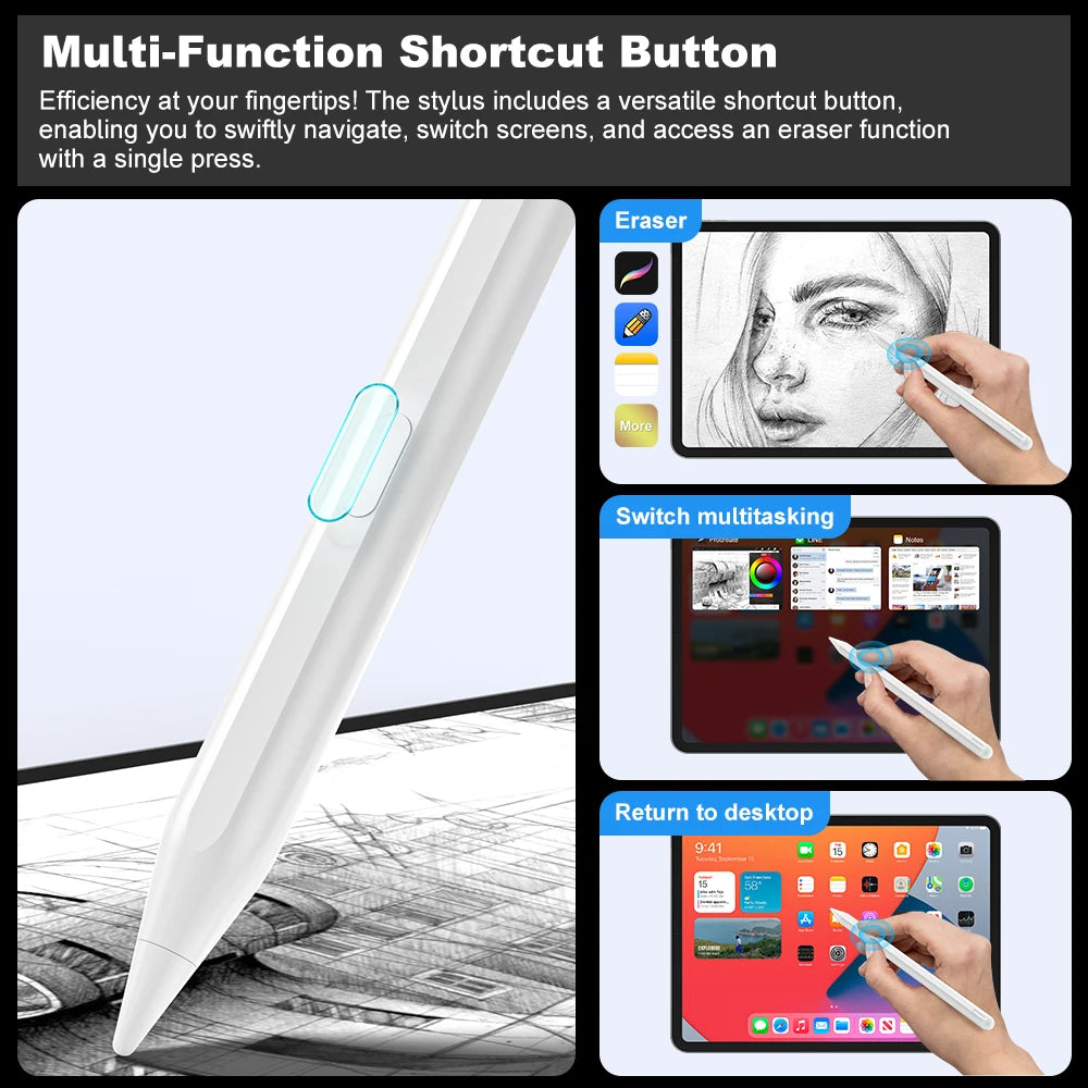 For Apple Pencil 2 Wireless Charging iPad Pencil with Palm Rejection for Apple iPad 10 9 8 Mini 6 iPad Air5 4 iPad Pro 11 12.9