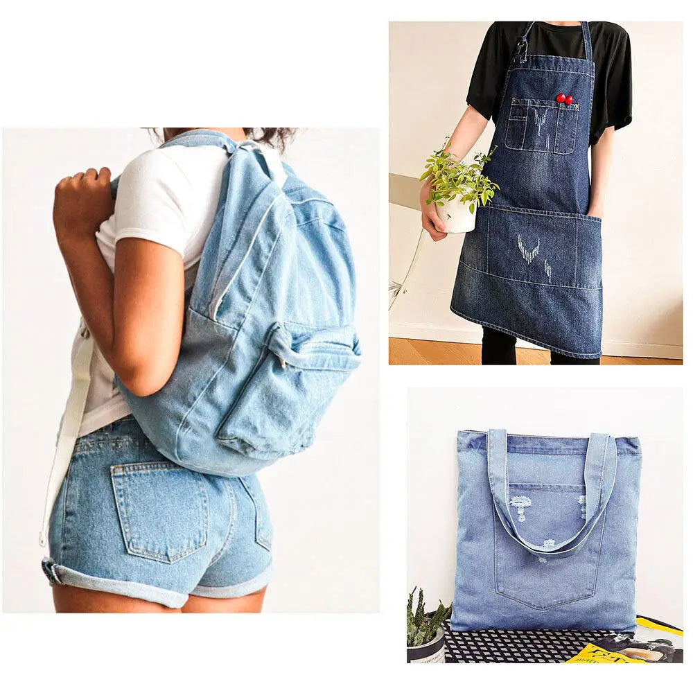 Vintage Cotton Blue Denim Fabric Light Thin Soft Cloth for DIY Dolls Clothing Jeans Dress Bag Cap Apron Crafts Manual Material