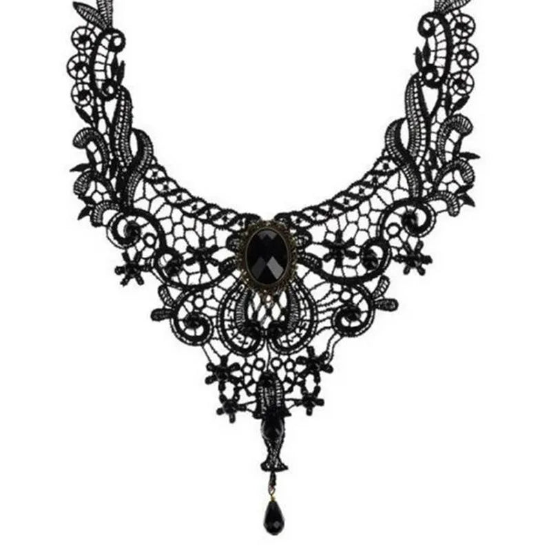 Lady Chokers Leaf Tassel Women Neck Jewelry Accessory Girl Lace Gothic Vintage Sexy Fashion Velvet Rose Beads Flower Necklace