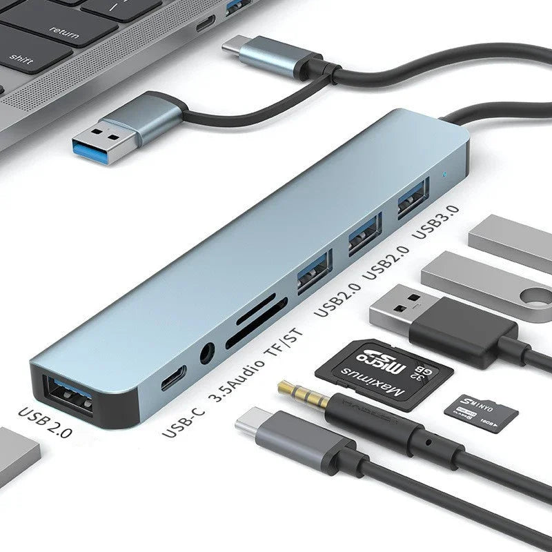 8 in 1 USB C Expander Hub Type-C Splitter Multiport Adapter Dock for Xiaomi Phone Tablet USB 3.0 with 4K DisplayPort