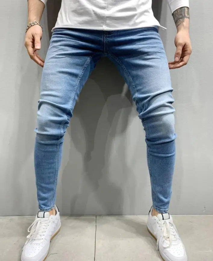 Mens Jeans Brands Straight Stretch Slim Jean Homme Pantalones Hombre Casual Pants Denim Trousers Baggy Jeans Black Blue