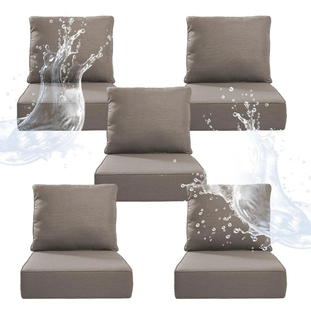 6" Thicker Outdoor Chair Cushion 5 Sets - 24" *24" *6" Waterproof Patio Furniture Cushions with Removable Cover, 28D High