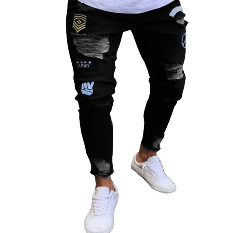 Mens Jeans Brands Straight Stretch Slim Jean Homme Pantalones Hombre Casual Pants Denim Trousers Baggy Jeans Black Blue