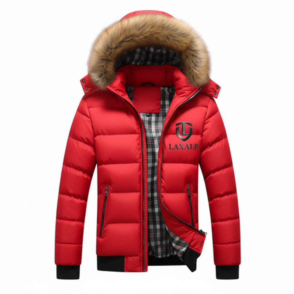 Mens Two Tone Puffer Jacket with Removable Hood