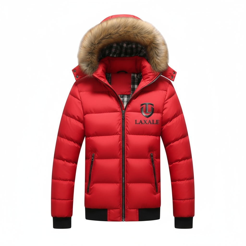 Mens Two Tone Puffer Jacket with Removable Hood