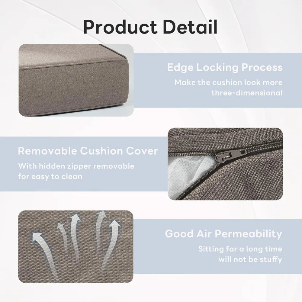 6" Thicker Outdoor Chair Cushion 5 Sets - 24" *24" *6" Waterproof Patio Furniture Cushions with Removable Cover, 28D High