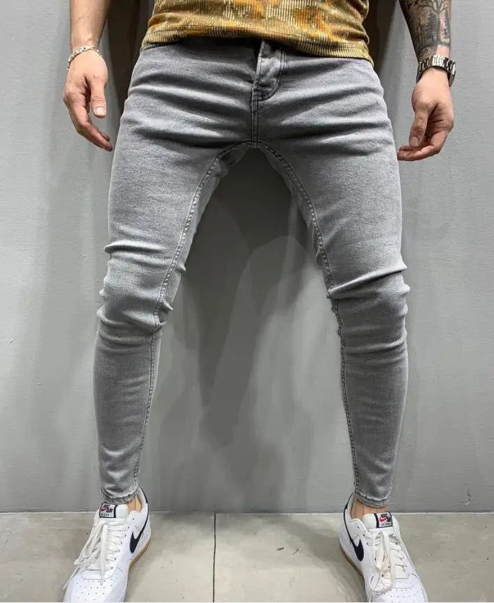 Mens Jeans Brands Straight Stretch Slim Jean Homme Pantalones Hombre Casual Pants Denim Trousers Baggy Jeans Black Blue