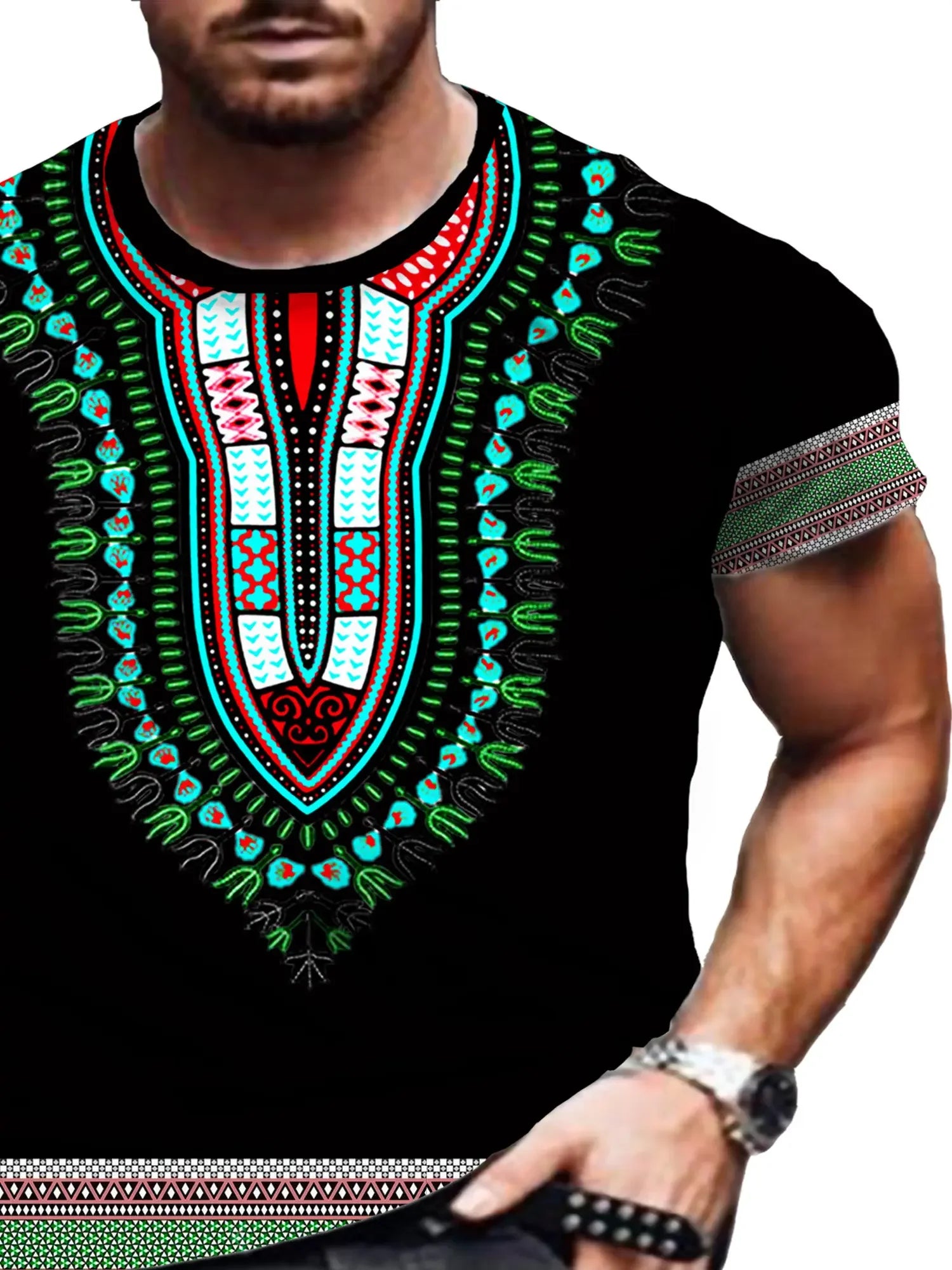 Casual Men's T-Shirts African Ethnic Culture Tee Shirts Oversized Short Sleeve Tops Tees Vintage For Mens T-Shirts