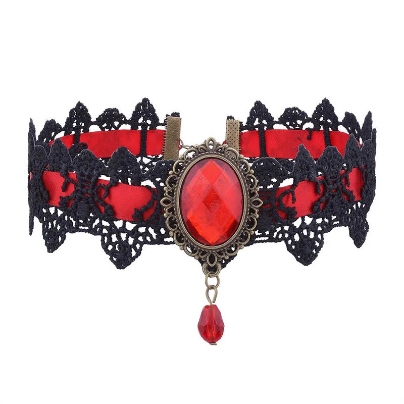 10 Style Red Blue Black Bohemian Lace Necklaces For Women Fashion Gothic Punk Contrast Color Choker Chain Jewelry Friends Gift