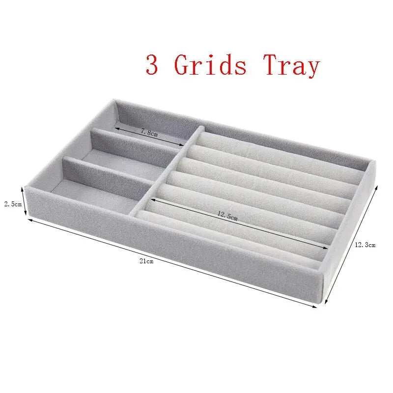 1pc Velvet Jewelry Display Stackable Exquisite Jewellery Holder Portable Ring Earrings Necklace Organizer Box Organizator