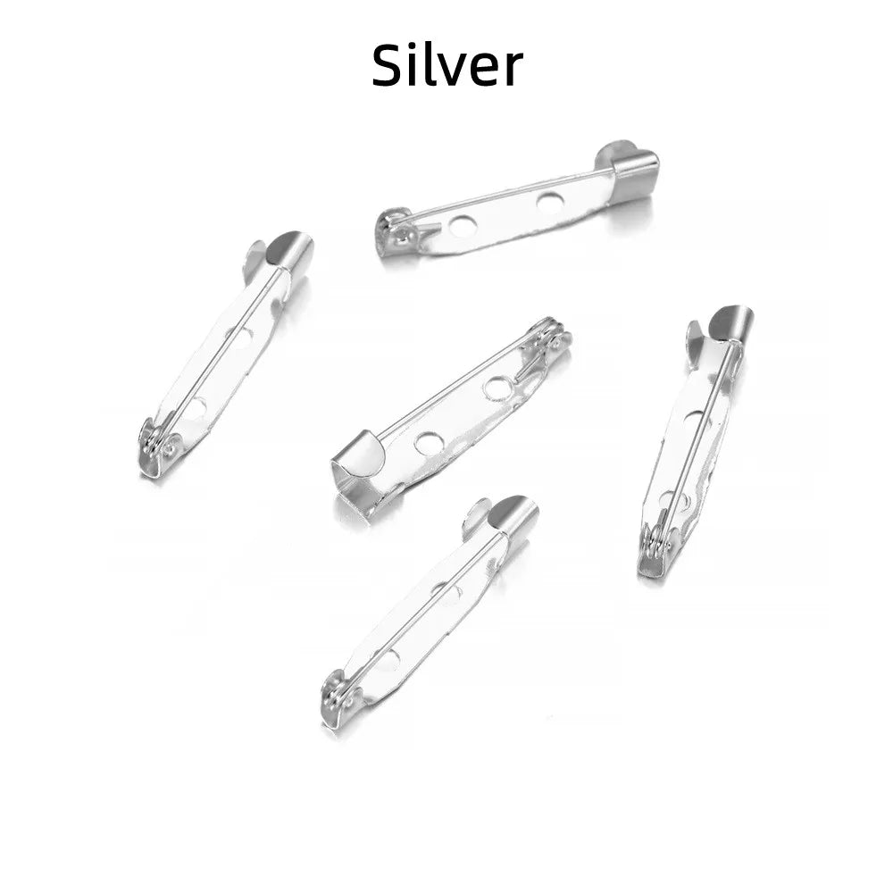 50pcs/lot 15 20 25 35 40 mm Brooch Clip Base Pins Safety Pins Brooch Settings Blank Base For DIY Jewelry Making Supplies