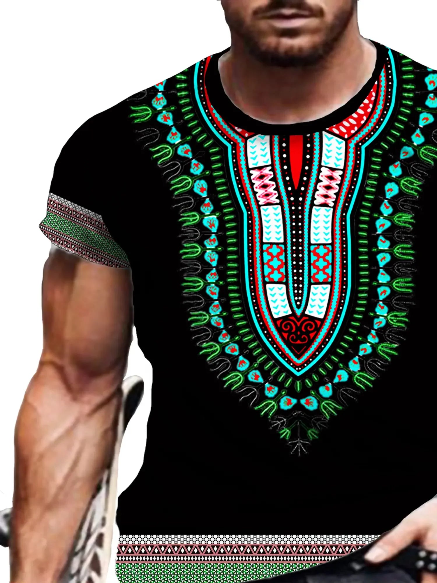 Casual Men's T-Shirts African Ethnic Culture Tee Shirts Oversized Short Sleeve Tops Tees Vintage For Mens T-Shirts