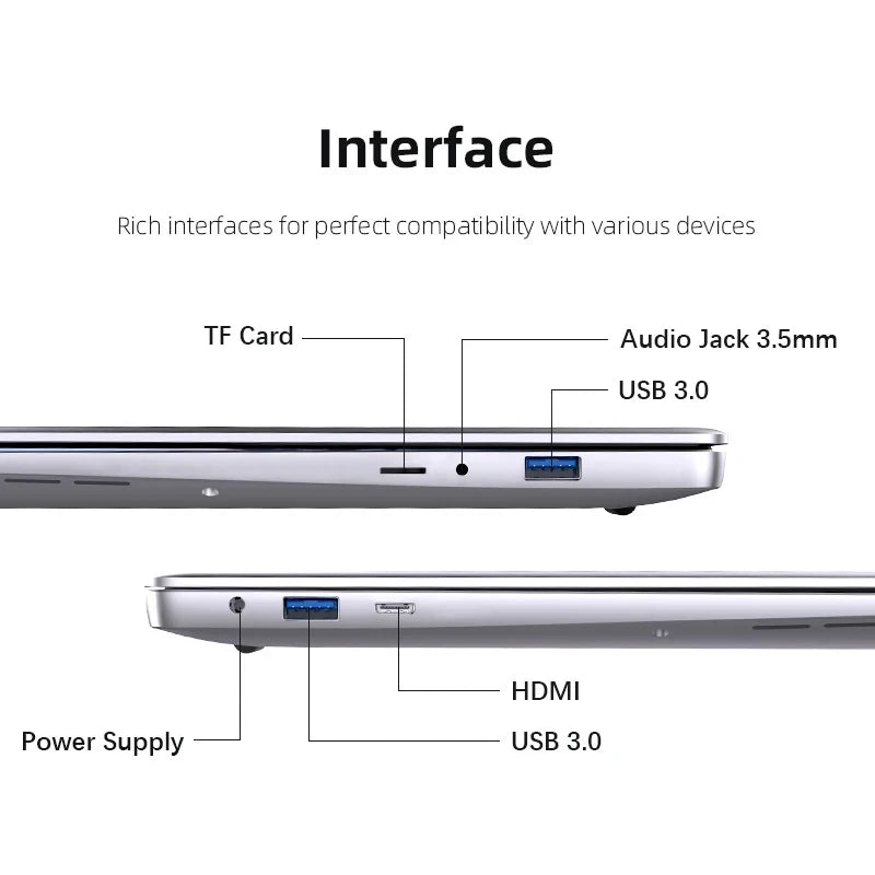 14.1" i7 Laptop Computer Windows 11 12GB DDR4 1TB 2TB SSD Intel Core i7 7500U 1920*1080 Office Study Notebook PC Laptop Computer