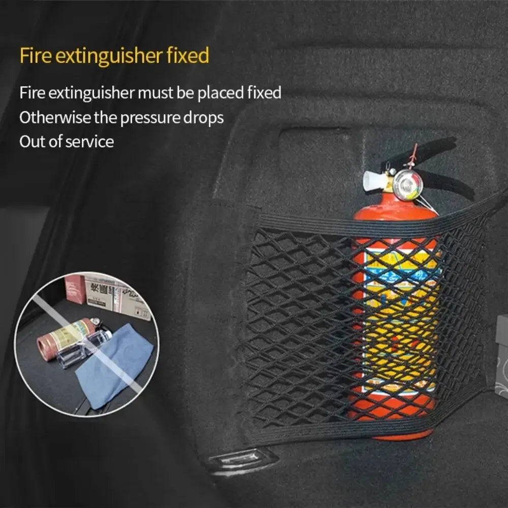 Car Back Rear Mesh Trunk Seat Elastic String Net Magic Sticker Universal Storage Bag Pocket Cage Auto Organizer Seat Back Bag