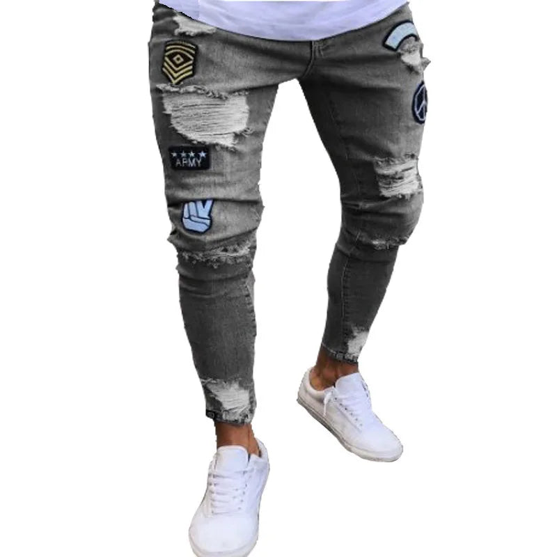 Mens Jeans Brands Straight Stretch Slim Jean Homme Pantalones Hombre Casual Pants Denim Trousers Baggy Jeans Black Blue